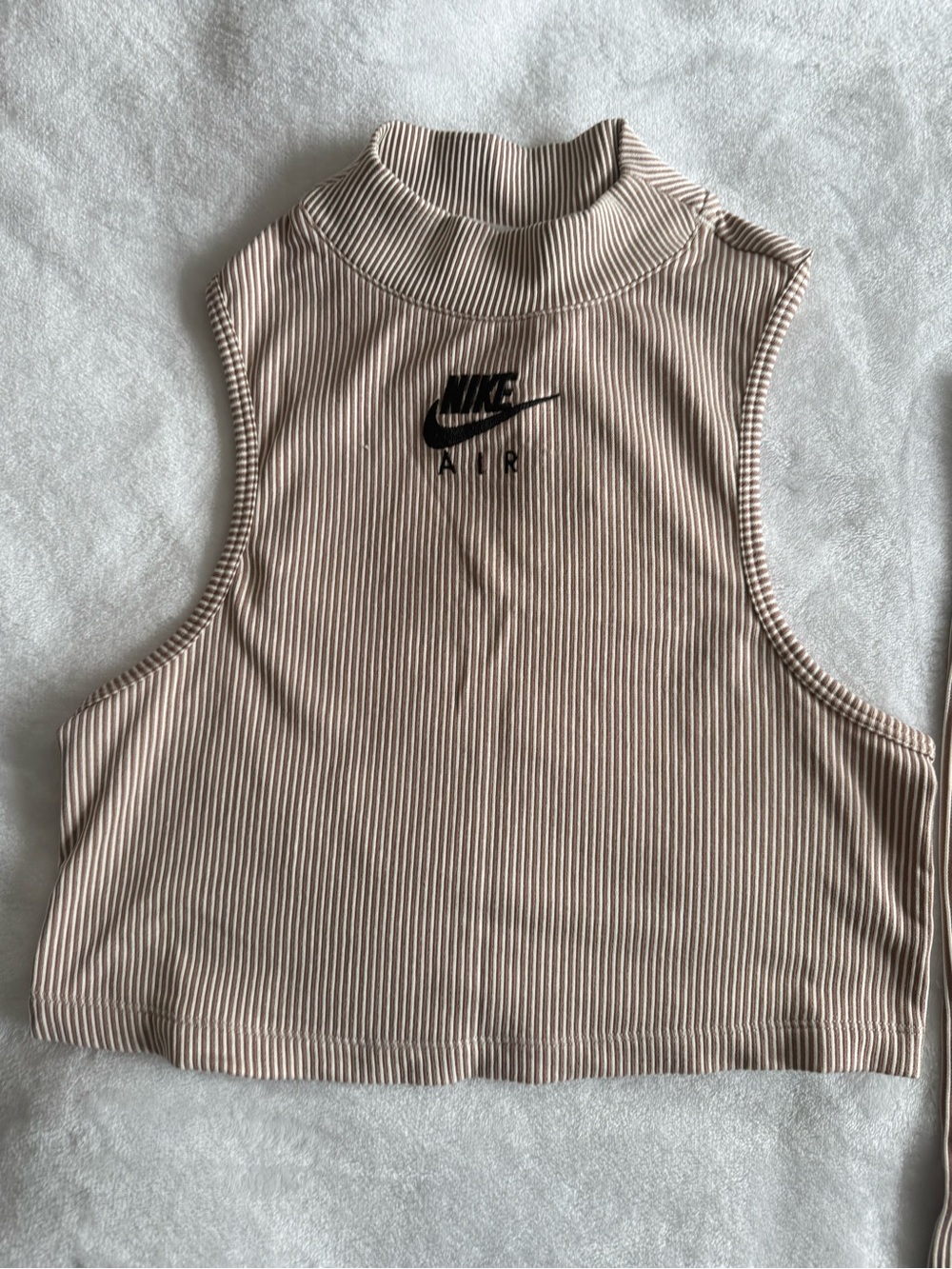 Nike Air Ribbed Mock Neck tank and matching skirt— Light Beige with Black Logo